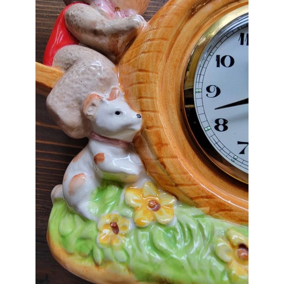 Vintage Ceramic Bear Mantle Table Clock Made In Japan - Picture 4 of 13